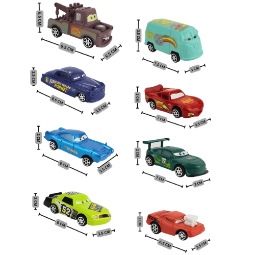 Kit 8 Carros Relampago Mcqueen